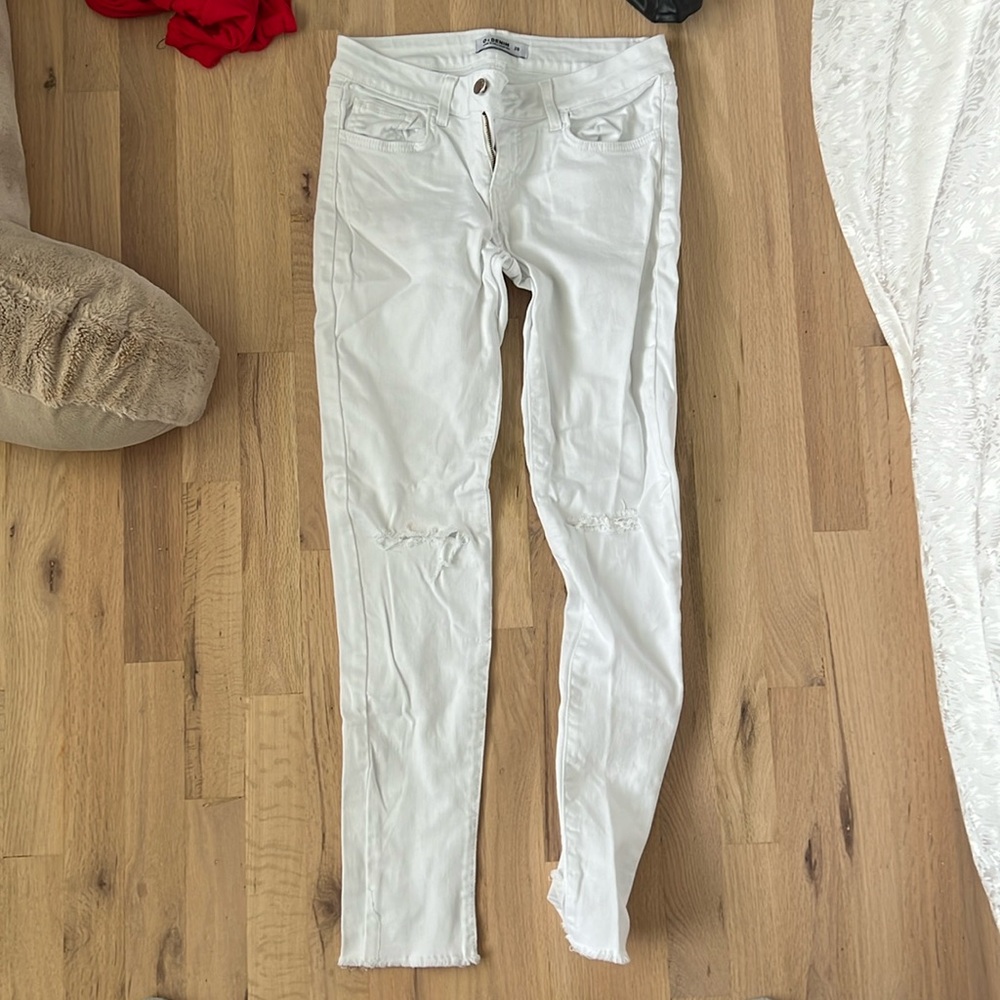 Bright white denim pants